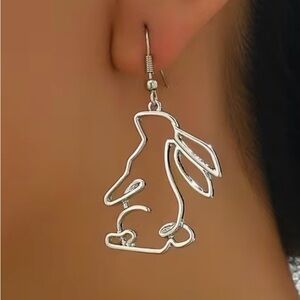 Silver Rabbit Silhouette Earrings